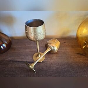 Elegant Brass Wine Goblet Set